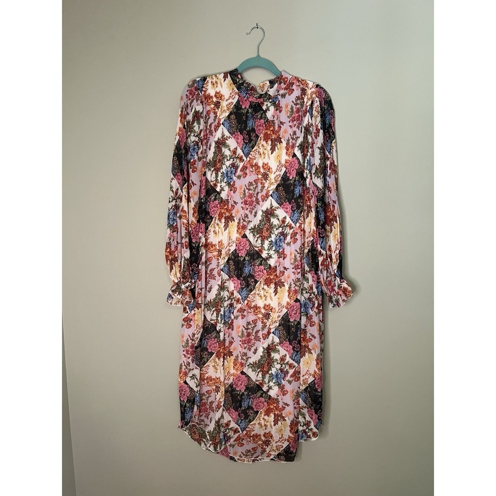 Anthropologie Shara Floral Long Sleeve Midi Dress Women‎ Small Pleating